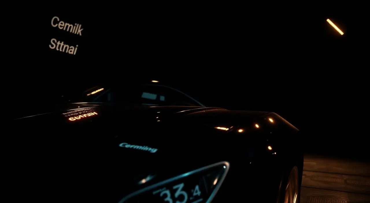 Carro preto com vitrificação cerâmica refletindo luz quente